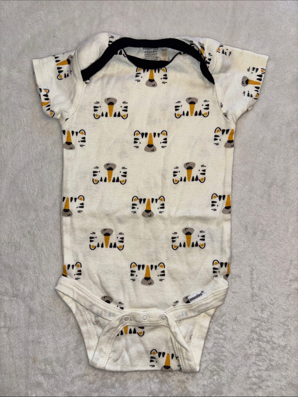 (3 for $10) onesie Cream Tiger Print Baby One-Piece bodysuit 6-9 month baby boy